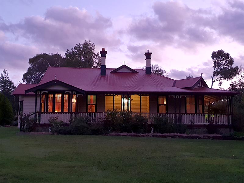 Glen Rule Estate, Glen Innes NSW, front of house at night