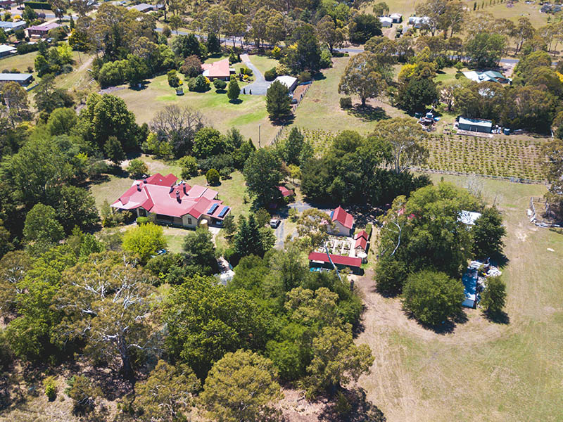 Glen Rule Estate, arial view (at angle) showing house, grounds, and neighbouring properties