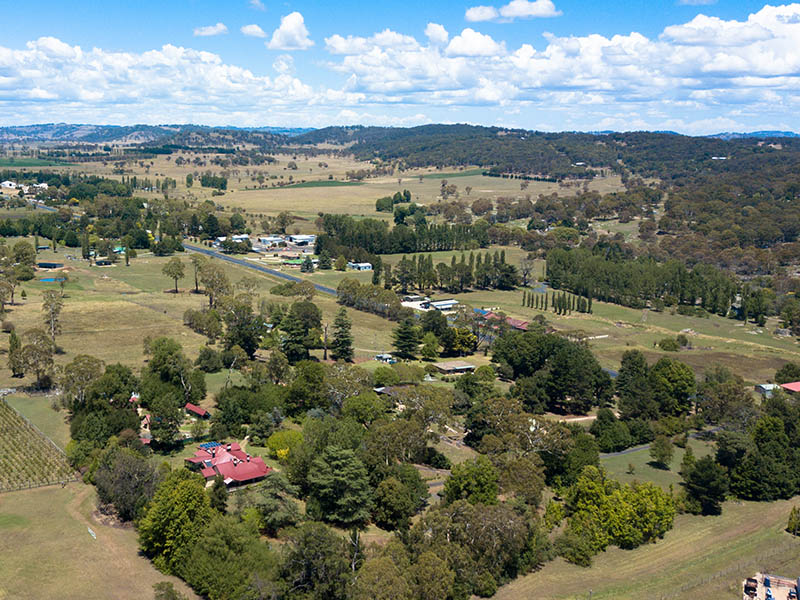 Glen Rule Estate, arial view (at angle) showing house, grounds, and area to south of the town